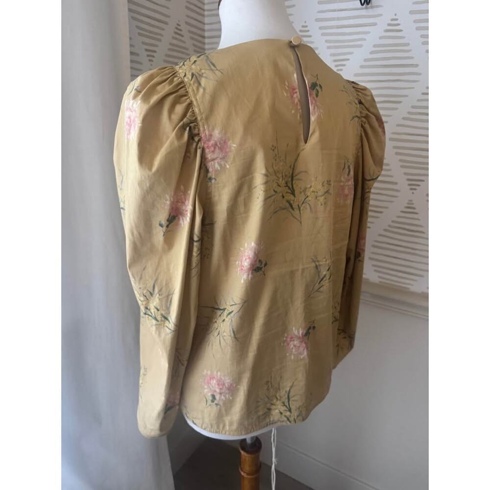 Rebecca Taylor Women’s Medium Sylvie Fleur Yellow Floral Puff Sleeve Top - Picture 5 of 9